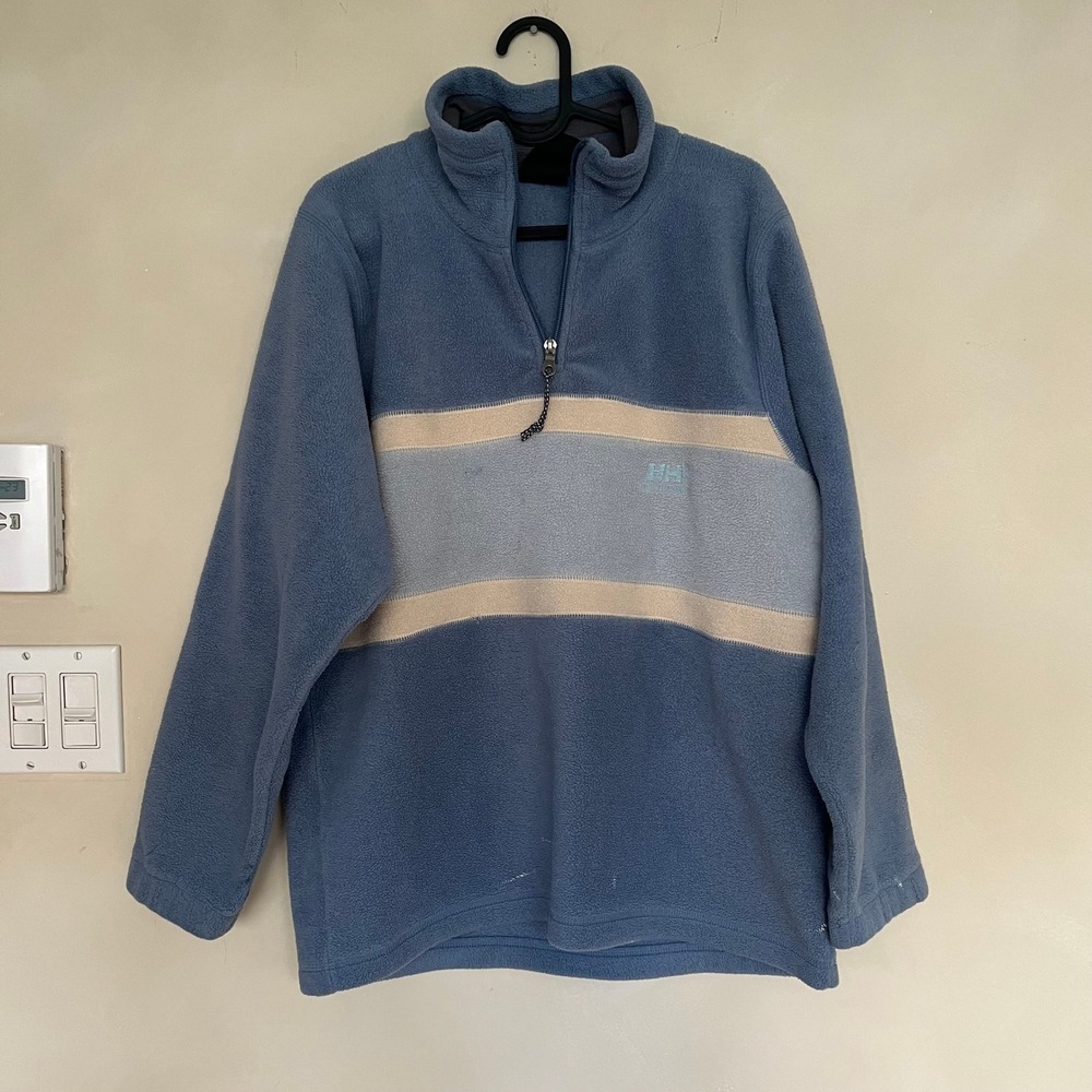 Helly Hansen Fleece Pullover Jacket Blue Cream Grey Size 14